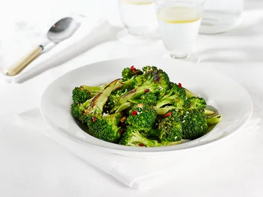 Chargrilled broccoli with lemon, chilli and garlic