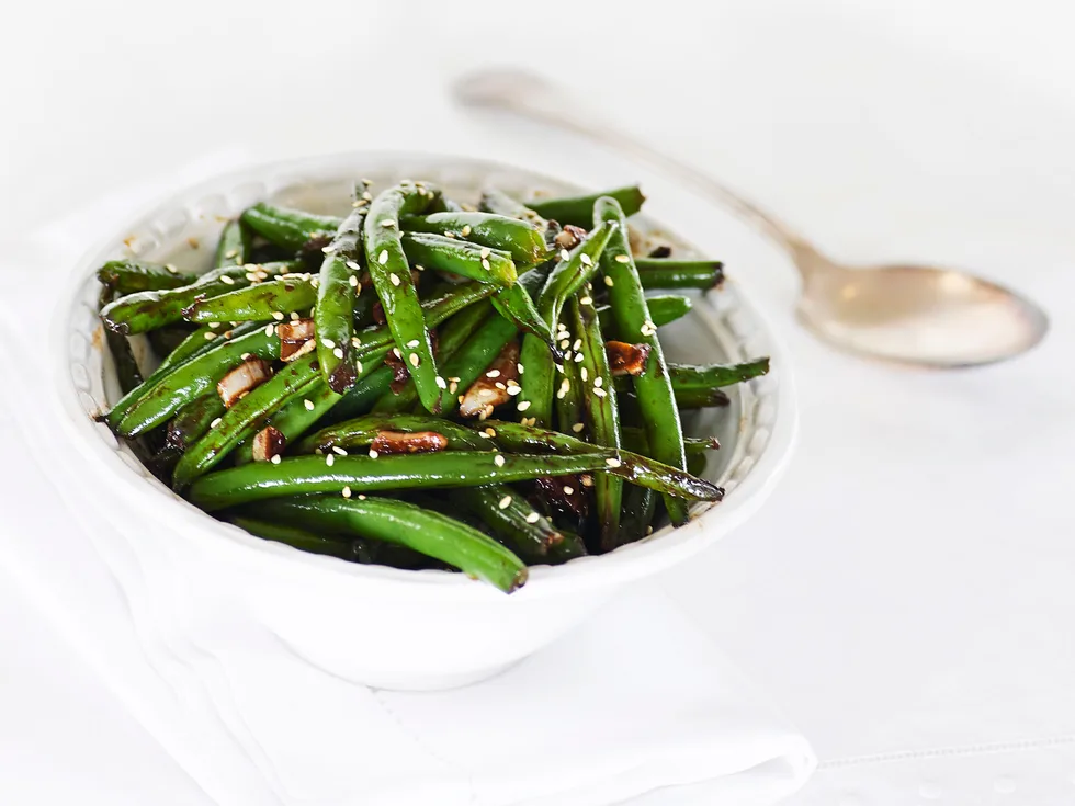 Green beans with garlic and ginger miso