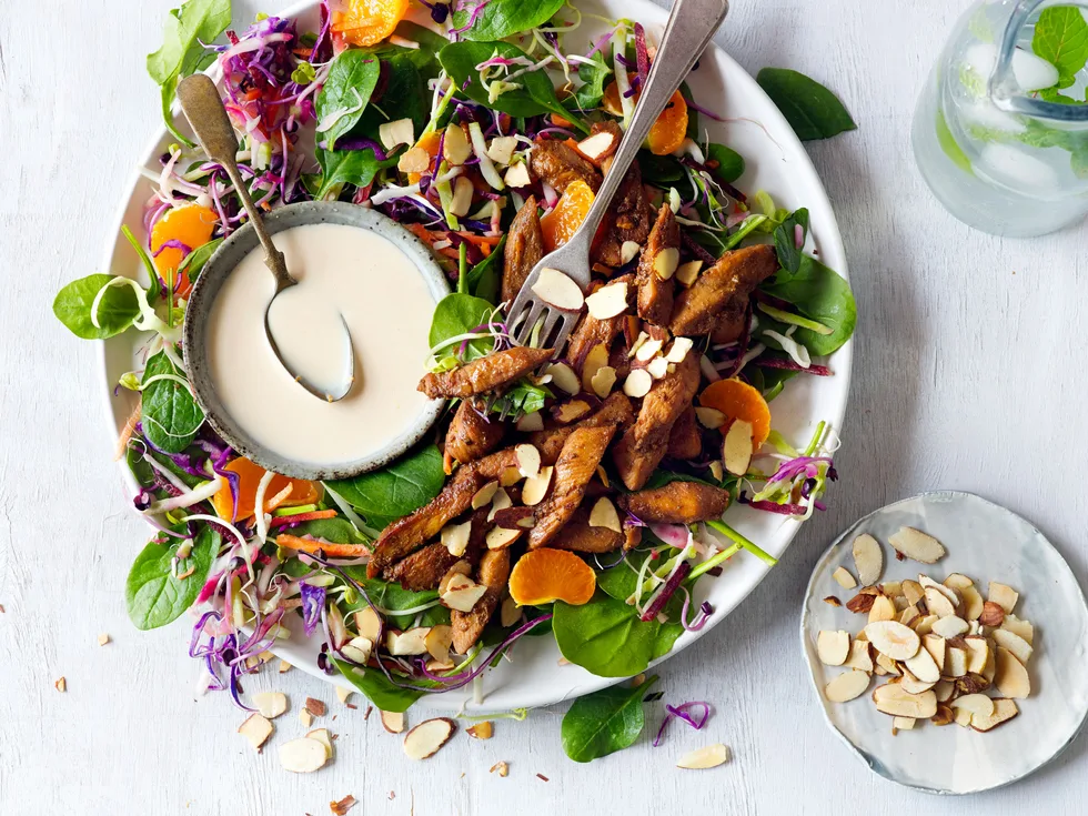 Mandarin chicken salad with toasted almonds
