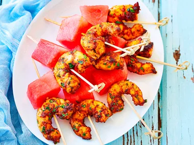 Spicy prawn and watermelon bites