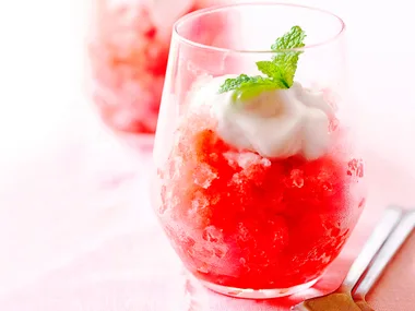 Watermelon granita with malibu