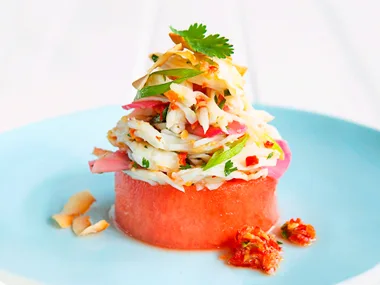 Ginger, crab and watermelon salad