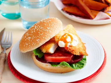 Chicken schnitzel burger
