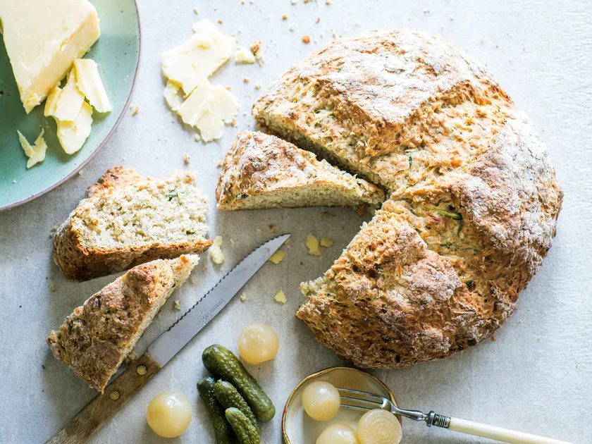 Courgette, cheddar and thyme soda bread