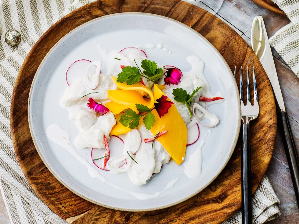 Marinated snapper with lime, coconut and chilli