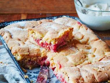 Strawberry and rhubarb shortcake