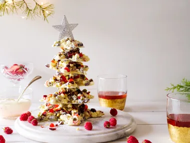 White chocolate and pistachio Christmas tree