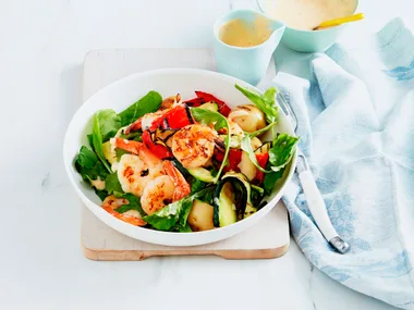 Chilli prawn, potato and zucchini salad