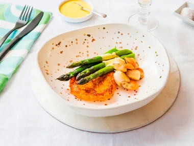 Kumara rosti with lemon hollandaise