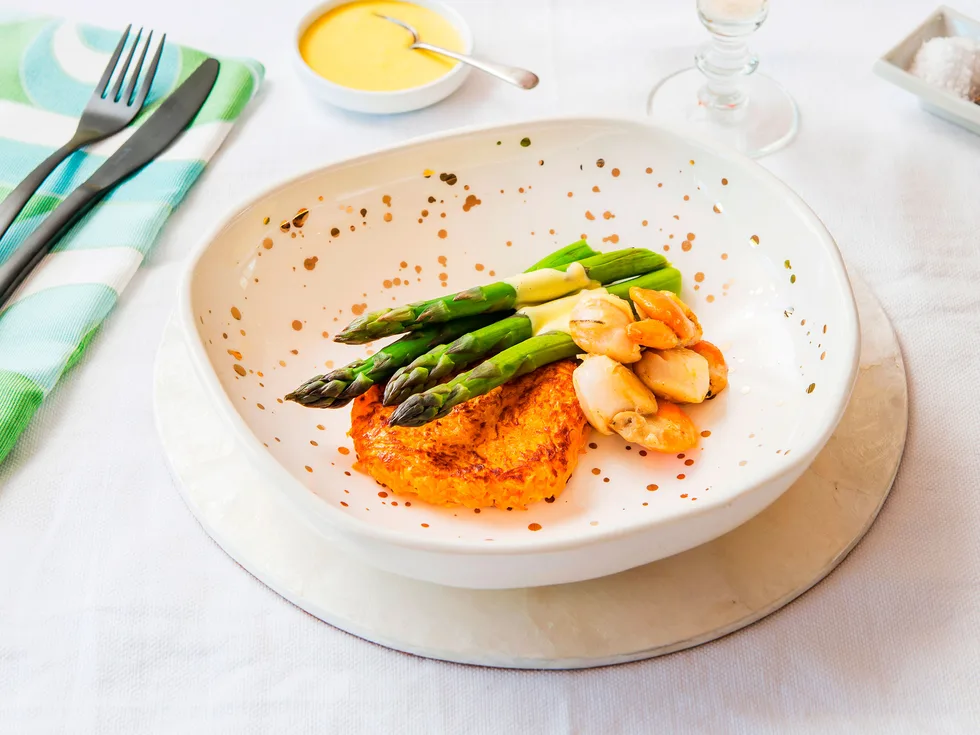 Kumara rosti with lemon hollandaise