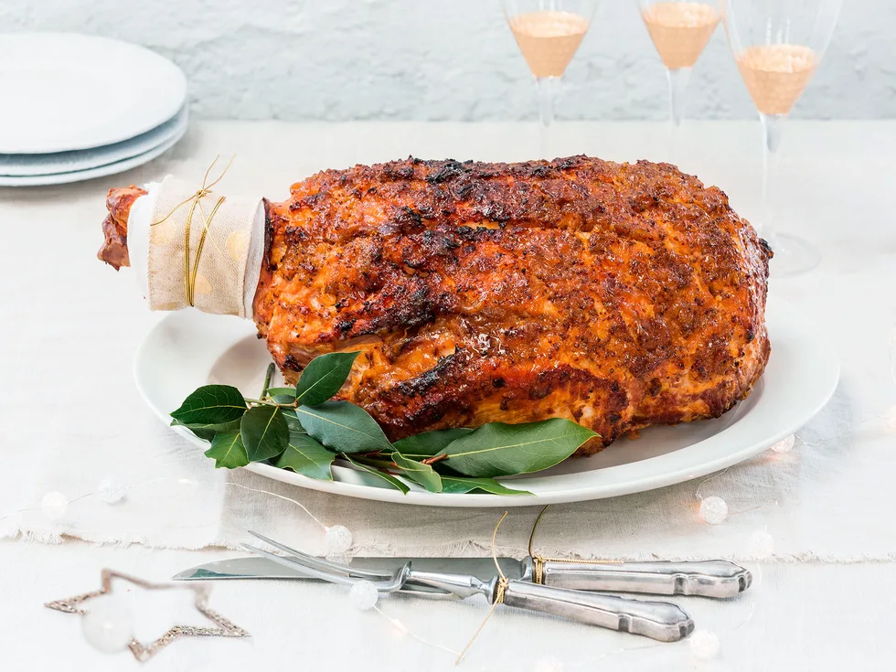 Pineapple and mustard glazed ham