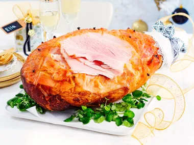 Ginger and mustard glazed ham
