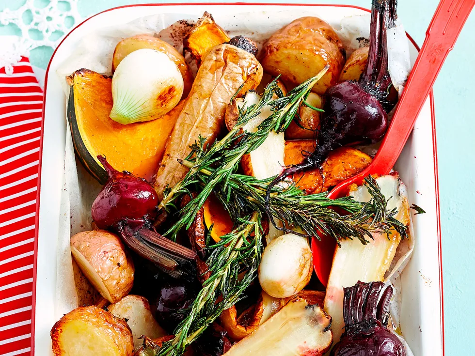 Roast maple vegetables