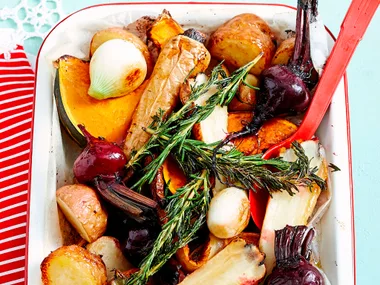 Roast maple vegetables