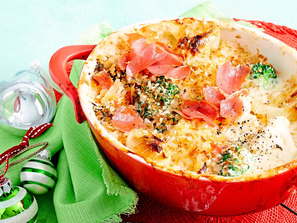 Cauliflower and broccoli au gratin