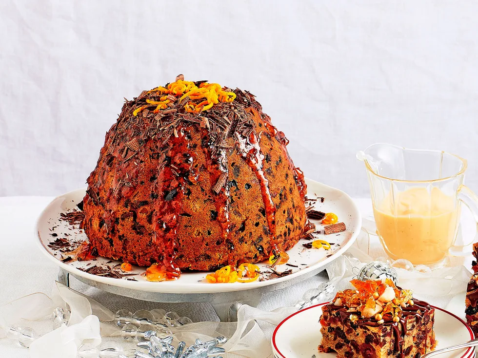 Orange and dark chocolate christmas pudding
