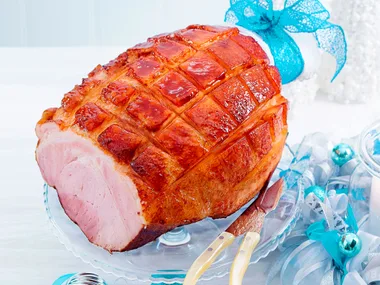 Smoky barbecue-glazed ham