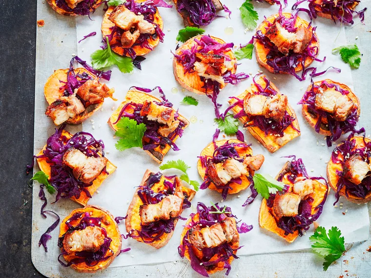 Caramelised pork and kumara bites
