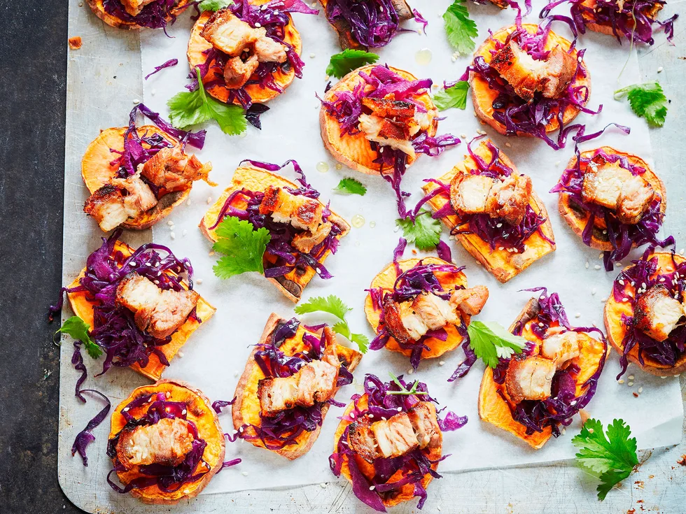 Caramelised pork and kumara bites