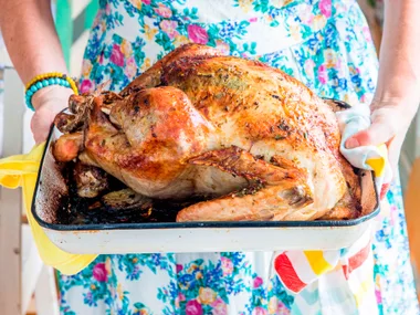 Citrus and herb butter roast turkey with sage stuffing