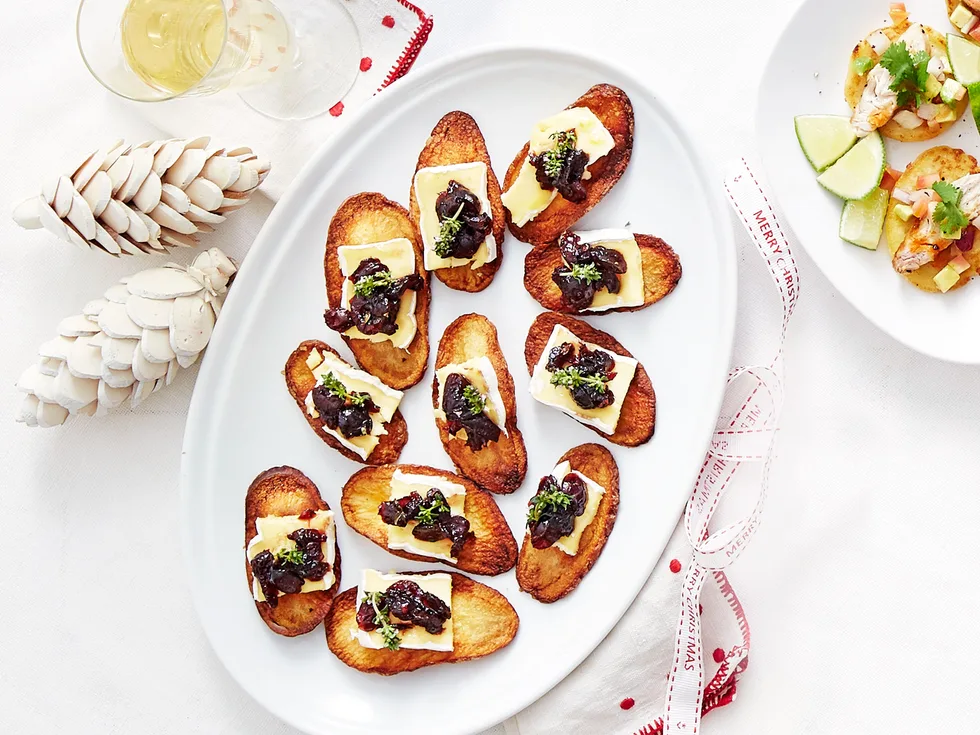 Balsamic, cranberry and brie crostini