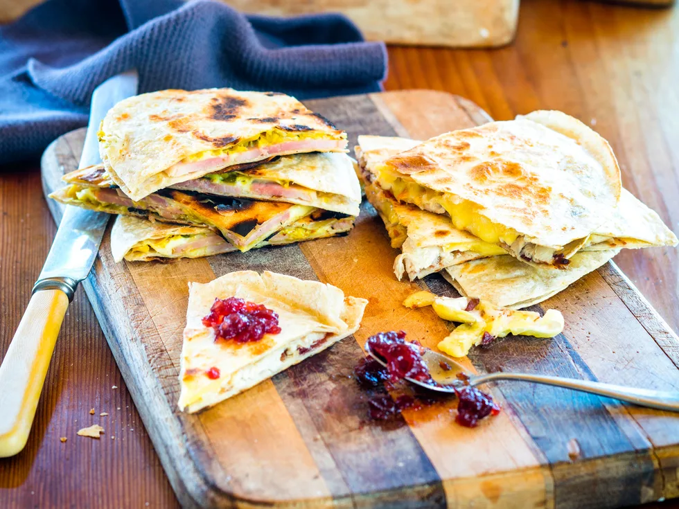 Boxing day ham and turkey tortillas