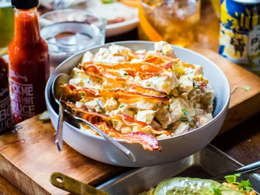 Spud salad with crispy pancetta