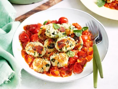 Ricotta and pinach gnocchi with arrabbiata sauce