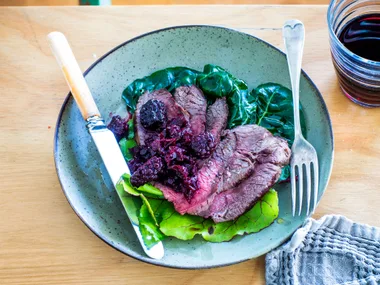 Venison with blackberry and beetroot relish