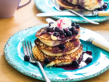 Blueberry buckwheat and buttermilk pancakes