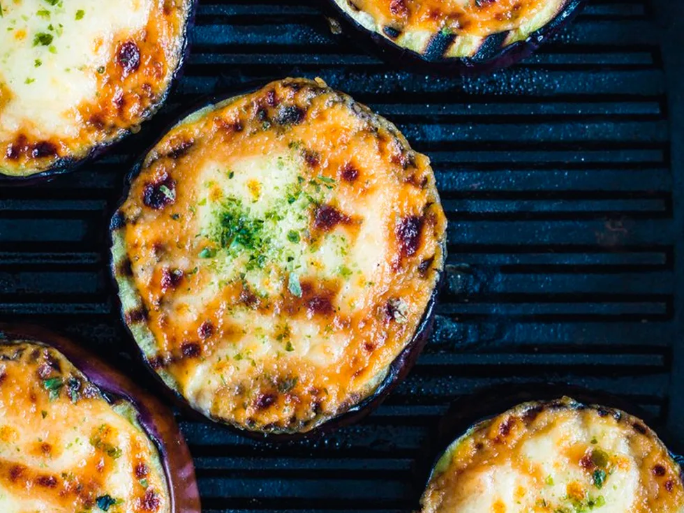 Eggplant chargrilled with miso and cheese