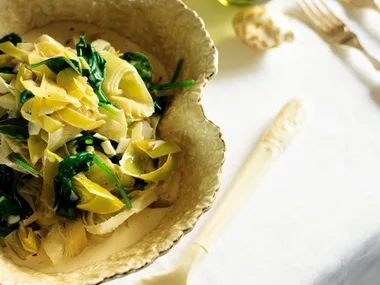 Creamy leeks and baby spinach