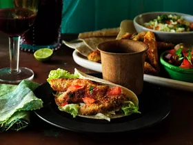 Fish tacos with salsa and homemade Mexican seasoning