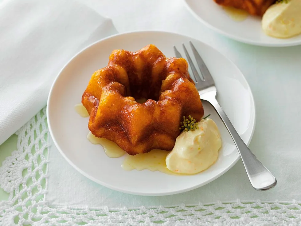 Orange and almond cakes with citrus mascarpone