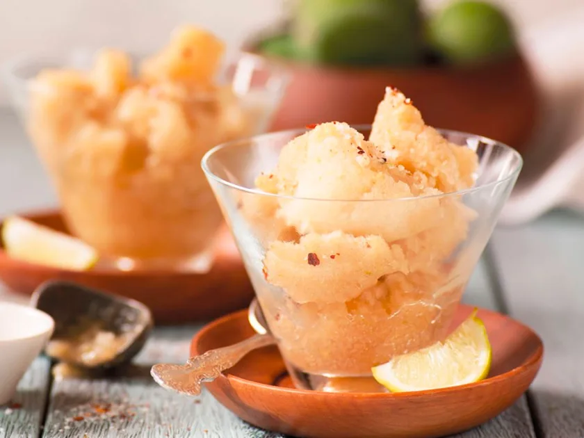 Feijoa sorbet with chilli salt
