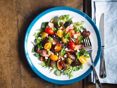 Lamb and medjool date salad with olives and feta
