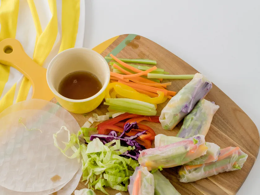 Kid-friendly vegetable rice paper rolls
