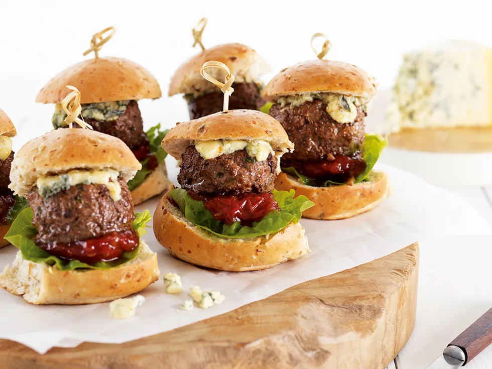 Beef and blue cheese sliders