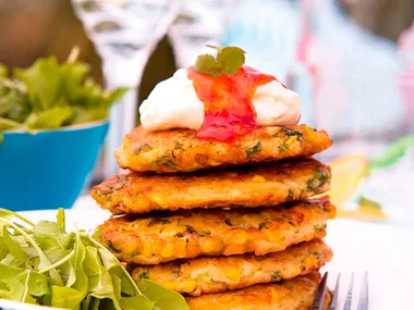 Ham, corn and jalapeno fritters