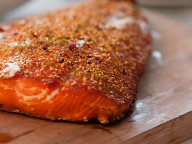 Hot-smoked wasabi and maple salmon