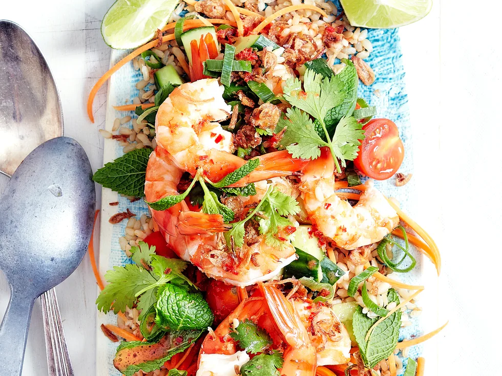 Thai hot and sour prawn salad