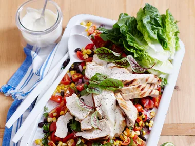 Char-grilled chicken with corn salsa