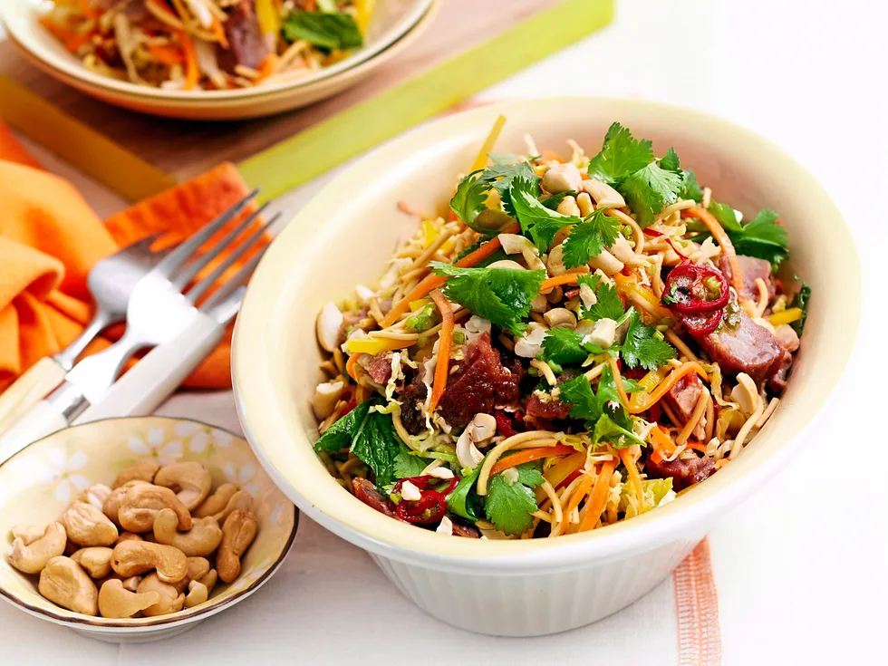 Pork and crunchy noodle salad