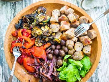 Rustic Italian sausage and courgette salad
