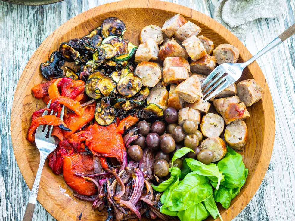 Rustic Italian sausage and courgette salad