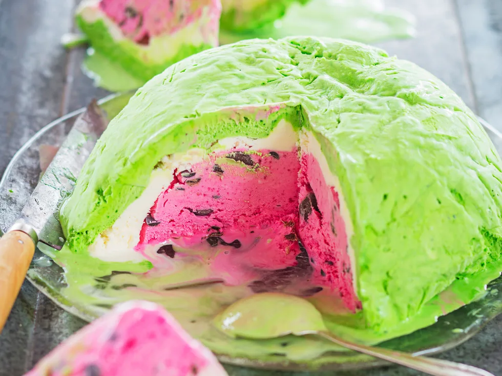 Watermelon ice-cream cake