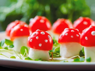 Bocconcini and tomato toadstool nibbles