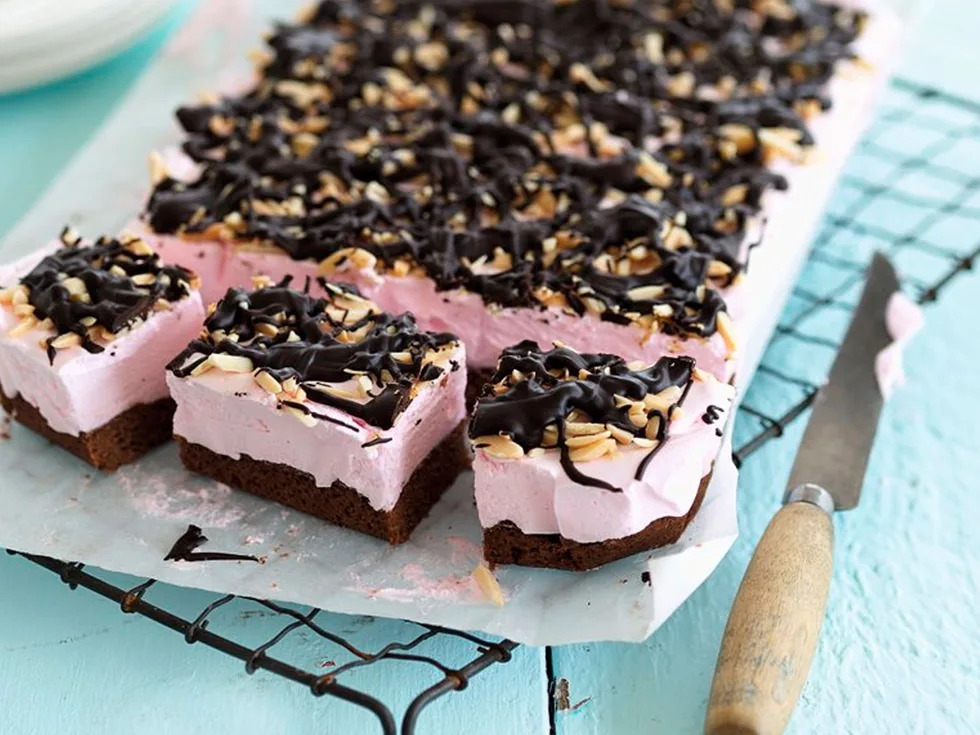Chocolate marshmallow shortcake with chocolate nut topping