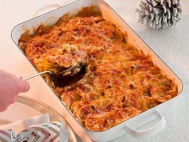 Kumara and gruyère gratin