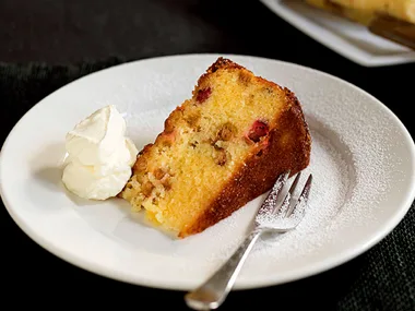 Woodturners Café’s rhubarb and coconut cake